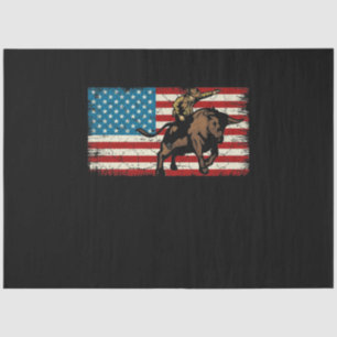 Papier Mousseline Rodeo Bull Rider Drapeau américain patriotique