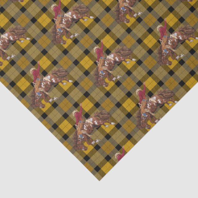 Papier Mousseline Rodeo Cowboy Sur Plaid (Détail)