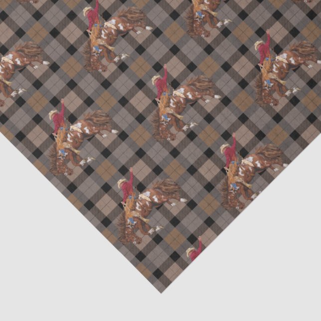 Papier Mousseline Rodeo Cowboy Sur Plaid (Détail)