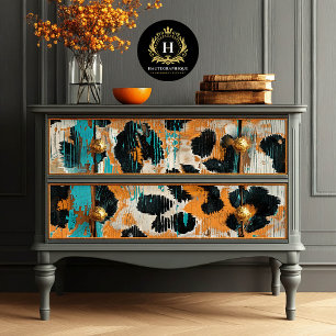 Papier Mousseline Rodeo Glam Turquoise Imprimé Léopard Découpage
