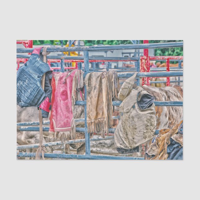 Papier Mousseline Rodéo occidental rustique taureau vache de campagn (Recto)