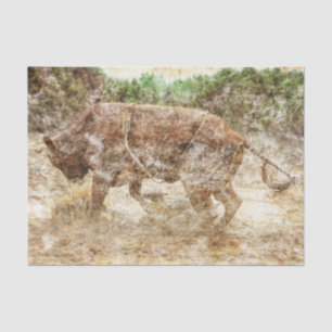 Papier Mousseline Rodeo occidental texture rustique vintage de taure