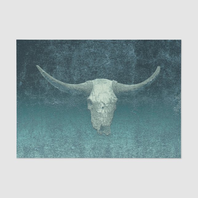 Papier Mousseline Rodeo Turquoise Art Texture Rustique Taureau (Recto)