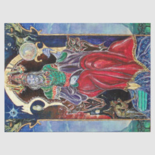 Papier Mousseline Roi magicien NEUROMANCER, Imaginaire bleu rouge