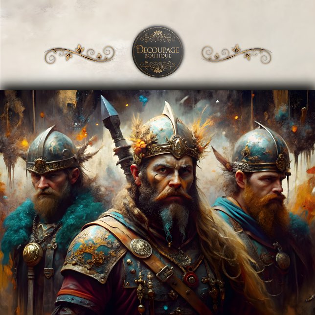 Papier Mousseline Rois Guerriers Vikings Portrait Découpage (Viking Warrior Kings Portrait Decoupage Tissue Paper)