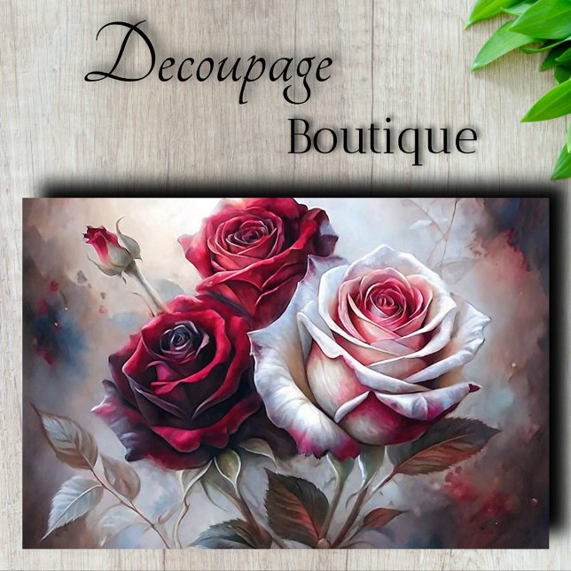 Papier Mousseline Romance de la Rose Royale découpage (Royal Rose Romance Decoupage Tissue Paper)