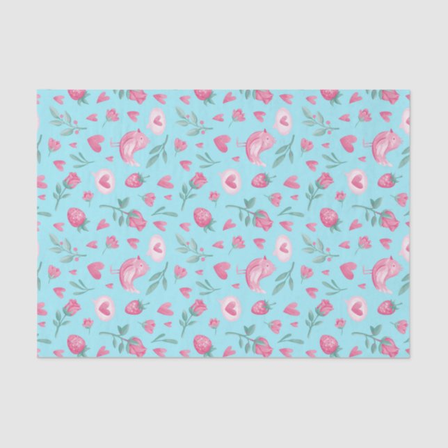 Papier Mousseline Romance de roses roses pour la Saint-Valentin (Recto)