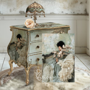 Papier Mousseline Romance Sauge Menthe, Fleur de Portrait Élégant