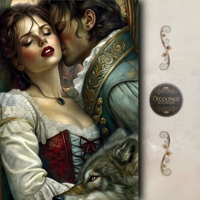 Papier Mousseline Romantic Lovers Wolf Guardian Decoupage (Romantic Lovers Wolf Guardian Decoupage Tissue Paper)