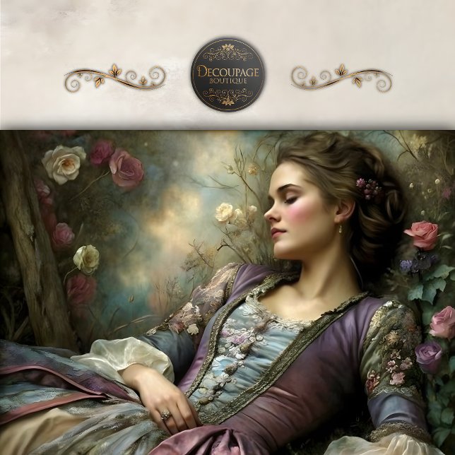 Papier Mousseline Romantic Reclining Woman Floral Portrait Decoupage (Romantic Reclining Woman Floral Portrait Decoupage Tissue Paper)