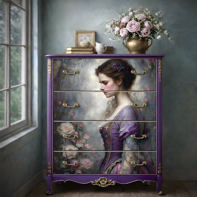 Papier Mousseline Romantic Rose Garden Woman Portrait Decoupage (Romantic Rose Garden Woman Portrait Decoupage Tissue Paper)