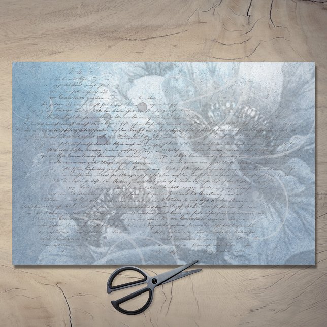 Papier Mousseline Romantique Blue Floral Poppies écriture manuscrite (Créateur téléchargé)