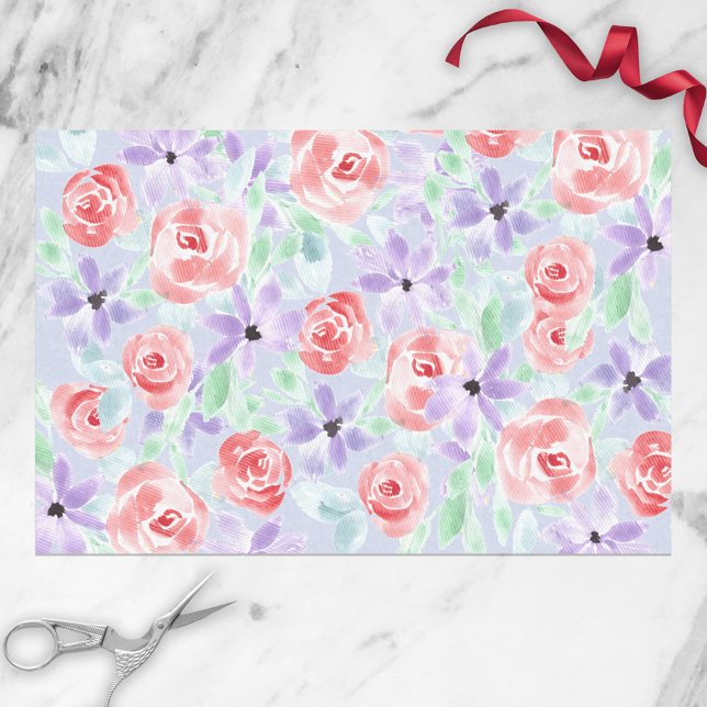 Papier Mousseline Romantique Charme Violet Lavande et Rouge (Créateur téléchargé)