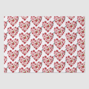 Papier Mousseline Romantique Je t'aime Red Roses Coeurs