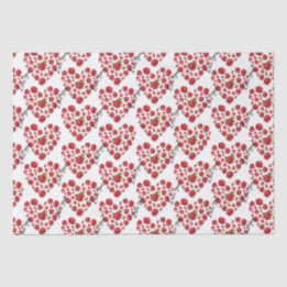 Papier Mousseline Romantique Je t'aime Roses Rouges Coeurs Tissu Pap