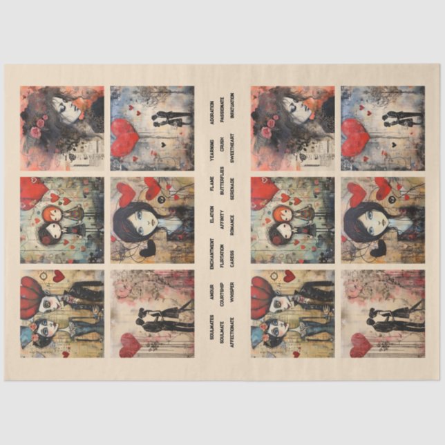 Papier Mousseline Romantique Mixte Média Arrière - plan Couple Valen (Recto)