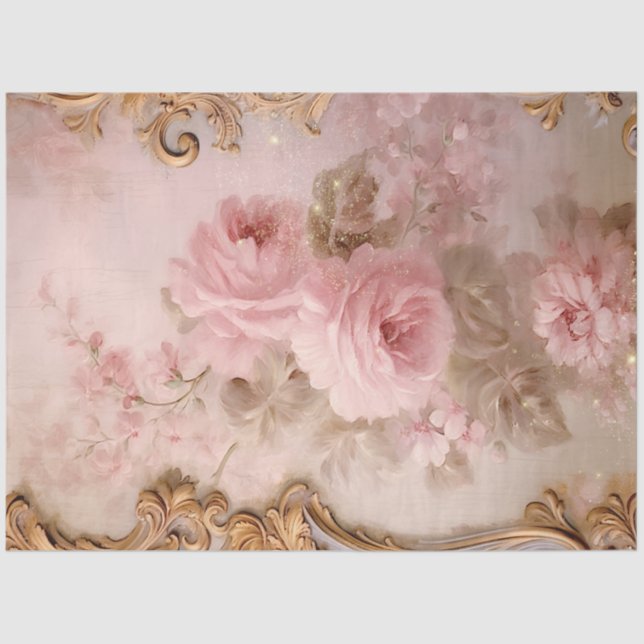 Papier Mousseline Romantique rose et or Design Series 2 (Recto)