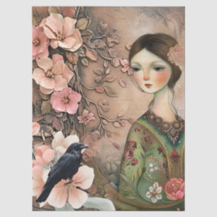 Papier Mousseline Romantique Victorian Girl & Vintage Florals rustiq