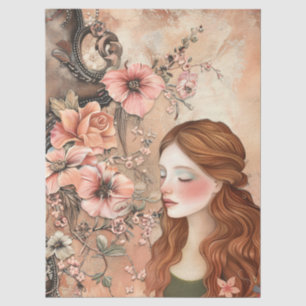 Papier Mousseline Romantique Victorian Girl & Vintage Florals rustiq