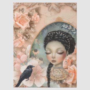 Papier Mousseline Romantique Victorian Girl & Vintage Florals rustiq