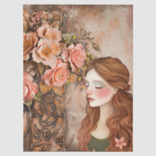 Papier Mousseline Romantique Victorian Girl & Vintage Florals rustiq