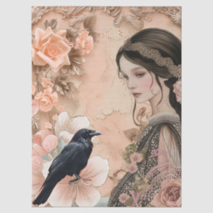 Papier Mousseline Romantique Victorian Girl & Vintage Florals rustiq