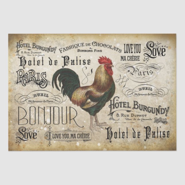 Papier Mousseline Rooster de Paris Découpage vintage (Recto)