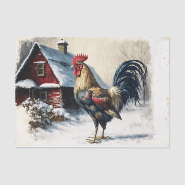 Papier Mousseline Rooster d'hiver (Recto)