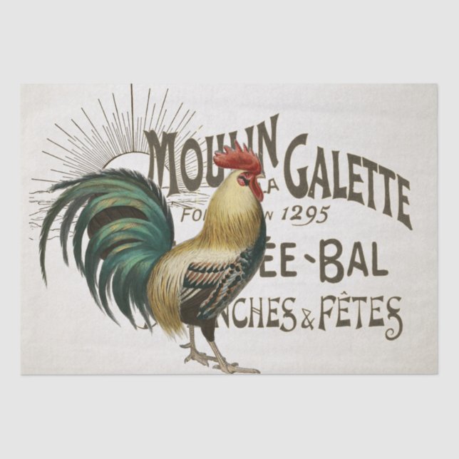 Papier Mousseline Rooster French Farmhouse Poulet Pays Découpage (Recto)