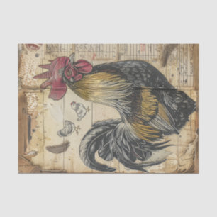 Papier Mousseline Rooster noir et chiche Découpage