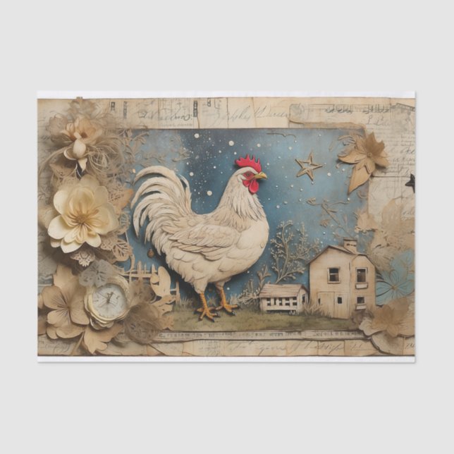Papier Mousseline Rooster Old macdonald Farm Collage (Recto)