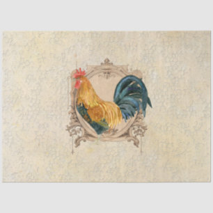 Papier Mousseline Rooster vintage French Kitchen Damask Decoupage