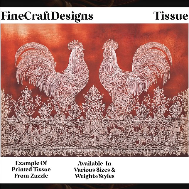 Papier Mousseline Roosters en dentelle de ferme rustique EJ9 Découpa (Créateur téléchargé)