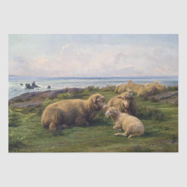 Papier Mousseline Rosa Bonheur | Moutons au bord de la mer (Recto)