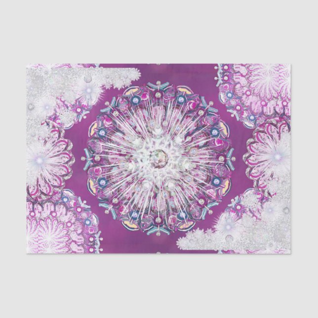 Papier Mousseline Rosace rouge cardinale et flocon de neige (Recto)