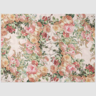 Papier Mousseline Rose baroque élégant Floral Blush Gold Decoupage