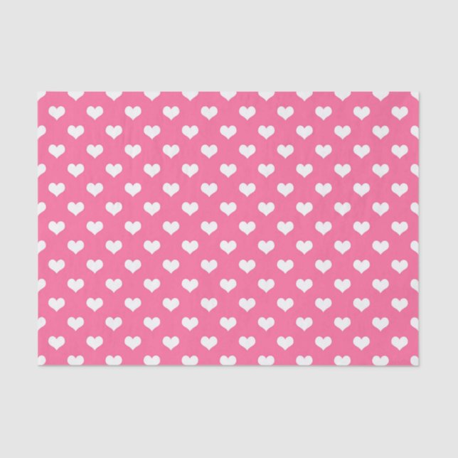 Papier Mousseline Rose Blanc amour Coeur Motif Design (Recto)