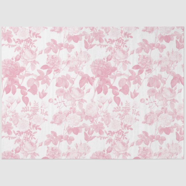 Papier Mousseline Rose blanc rose Chinoiserie Motif (Recto)