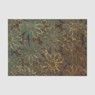 Papier Mousseline Rose bleu Brown Arabesque