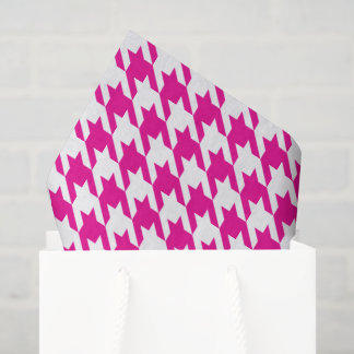 Papier Mousseline Rose Chaude et Damier Blanc