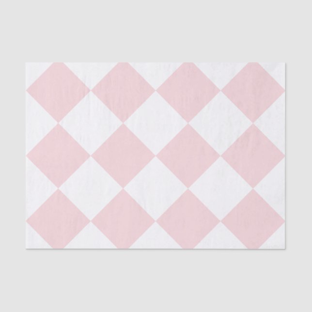 Papier Mousseline Rose Checkered de Diag grand - blanc et pâle - (Recto)