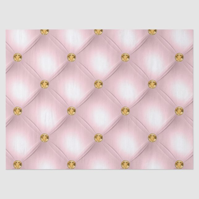 Papier Mousseline Rose clair et or capitonné (Recto)