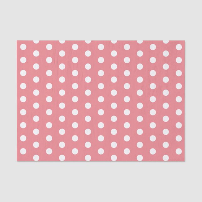 Papier Mousseline Rose Corail et Points Blancs (Recto)