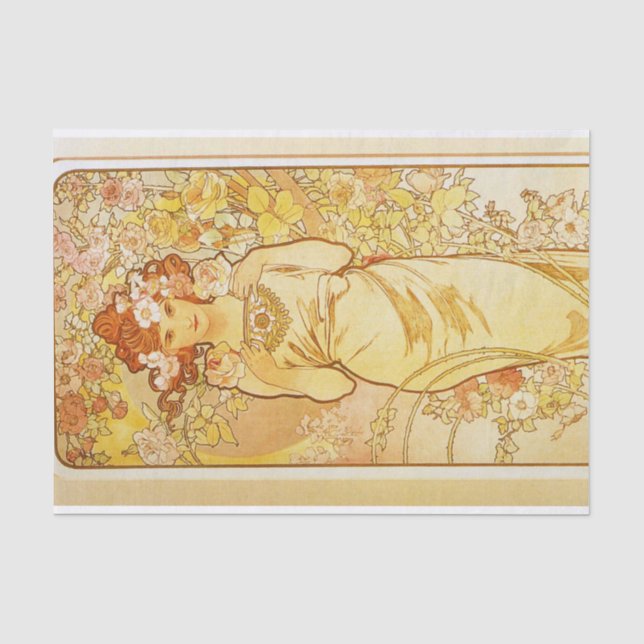 Papier Mousseline Rose d'Alphonse Mucha (Recto)