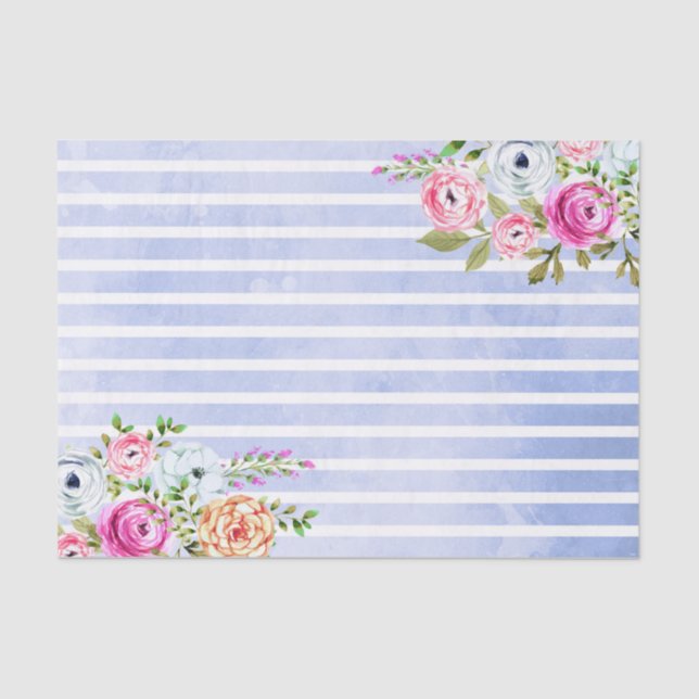Papier Mousseline Rose d'aquarelle florale moderne Marine Mariage de (Recto)