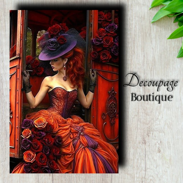 Papier Mousseline Rose de feu de minuit Découpage (Midnight Fire Rose Decoupage Tissue Paper)