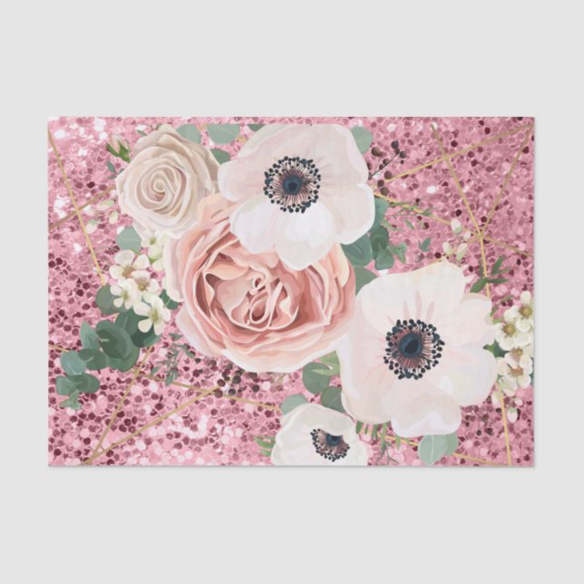 Papier Mousseline Rose de jardin géométrique de papier de tissus (Recto)