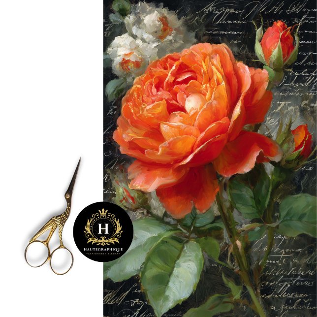 Papier Mousseline Rose de jardin orange découpage (Decoupage Serving Trays for Tea Parties & Brunches.
)