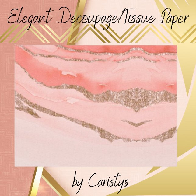 Papier Mousseline Rose de marbre Faux Gold Wrapper, Découpage, Artis (Créateur téléchargé)