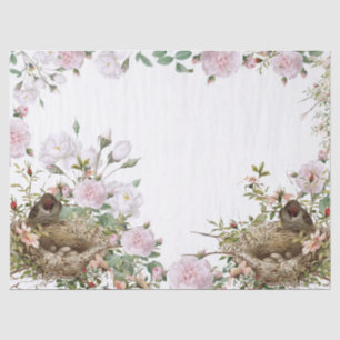 Papier Mousseline Rose de nid d'oiseaux Découpage frontière Vintage